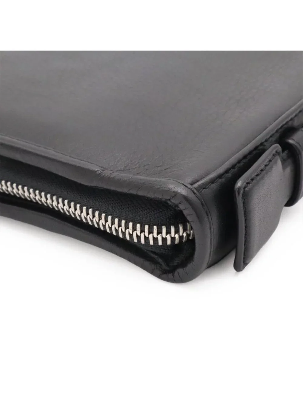 Loewe Anagram Clutch Zip Around Wallet Leather Black Silver
